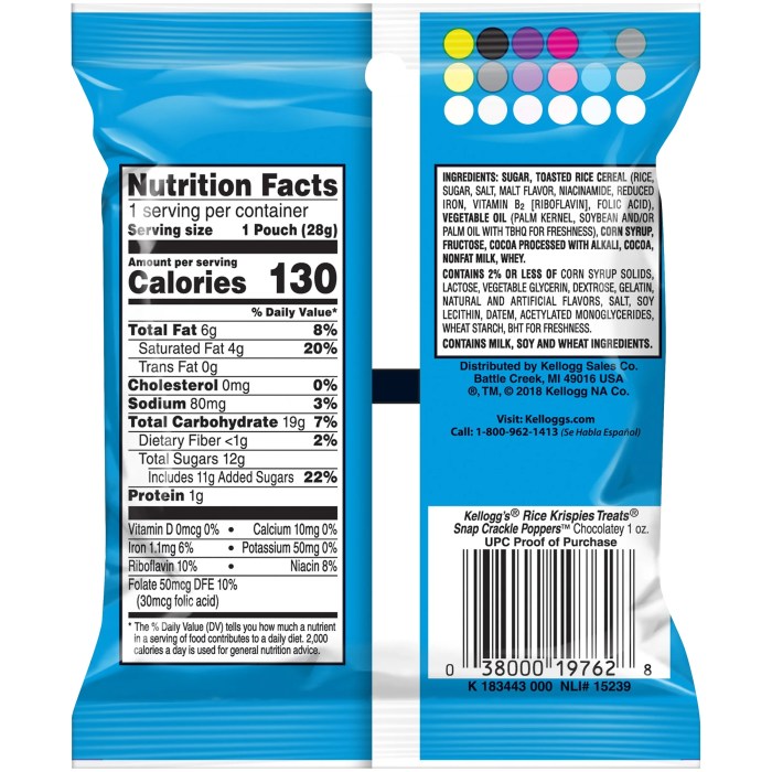 King size rice krispie treat nutrition facts